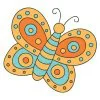Цветной пример раскраски легкая бабочка