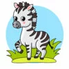 Цветной пример раскраски зебра малыш