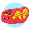 Цветной пример раскраски коробка конфет сердечко