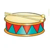 Цветной пример раскраски барабан музыкальный инструмент