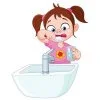 Цветной пример раскраски девочка чистит зубы
