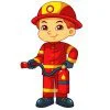Цветной пример раскраски мальчик пожарный профессия