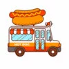 Цветной пример раскраски автобус с хот-догами