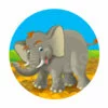 Цветной пример раскраски большой слон папа