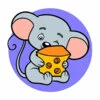 Цветной пример раскраски обнимашки мыши с сыром