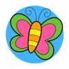 Цветной пример раскраски простая бабочка маленькая