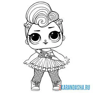Раскраска кукла lol с яркими волосами мисс панк (miss punk) онлайн