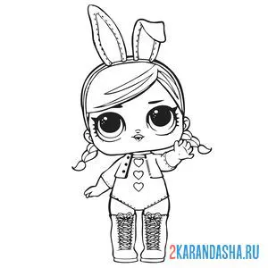 Раскраска кукла лол с ушками зайчика (hops) онлайн