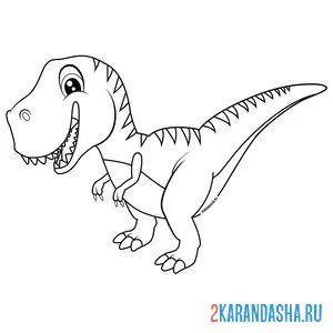 Распечатать раскраску зубастый динозавр на А4