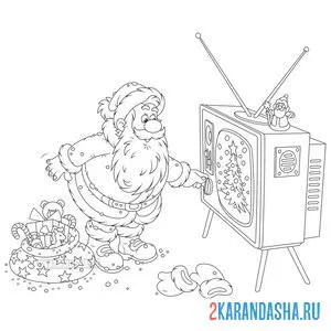 Раскраска дед мороз на новый год онлайн