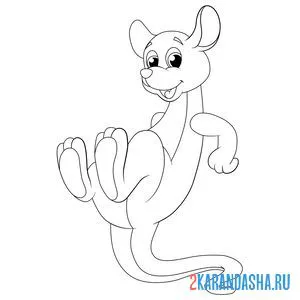 Раскраска кенгуру стоит на хвосте онлайн