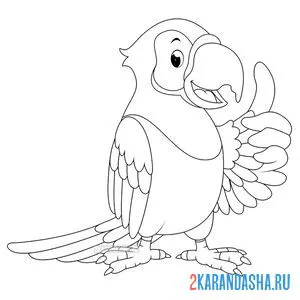Распечатать раскраску попугай ара для детей на А4