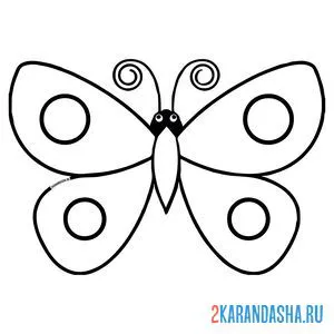 Раскраска бабочка для малышей онлайн