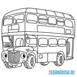 Распечатать раскраску лондонский двухэтажный автобус на А4