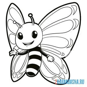 Раскраска улыбающаяся бабочка онлайн
