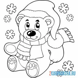Раскраска медведь зимой онлайн