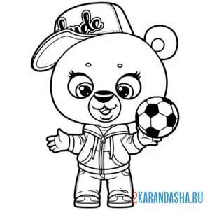 Раскраска медведь футболист онлайн
