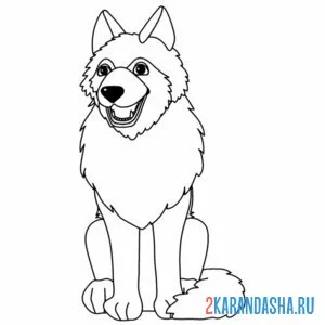 Раскраска волк сидит онлайн