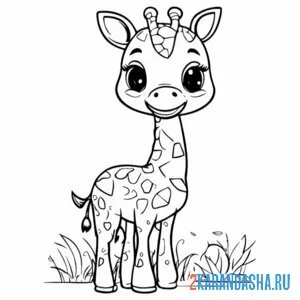 Раскраска иллюстрация жираф онлайн