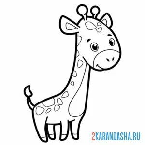 Раскраска малыш-жирафик сбоку онлайн