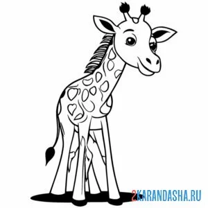 Раскраска подросток жираф онлайн