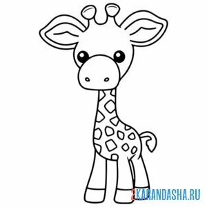 Раскраска жираф с большими ушами онлайн