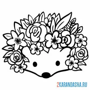 Раскраска ежик цветочный онлайн