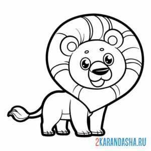 Раскраска лев с большой гривой онлайн