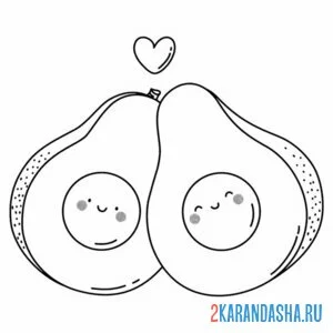 Онлайн раскраска два авокадо каваи