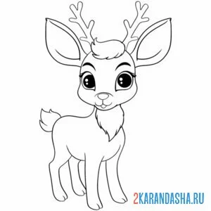 Раскраска красивый олень с большими глазами онлайн