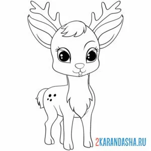Раскраска олень с рогами и ушами онлайн