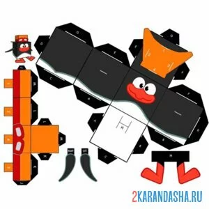 Раскраска вырежи и склей пингвин онлайн