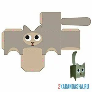 Раскраска вырежи и склей котик из бумаги онлайн