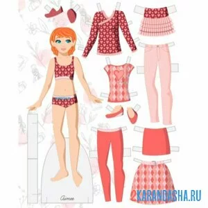 Раскраска цветная бумажная кукла гардероб онлайн
