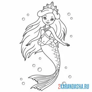 Раскраска принцесса-русалочка океан онлайн