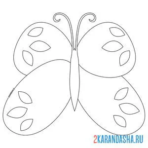 Раскраска легкая для раскрашивания бабочка онлайн