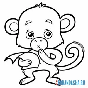 Раскраска обезьянка с листком онлайн