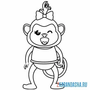 Раскраска обезьянка с бантиком онлайн