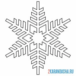 Раскраска снежинка простая форма онлайн