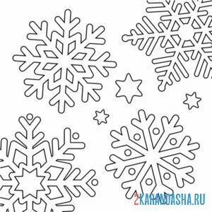 Раскраска снежинки на листе онлайн