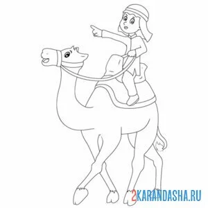 Раскраска бедуин на верблюде онлайн