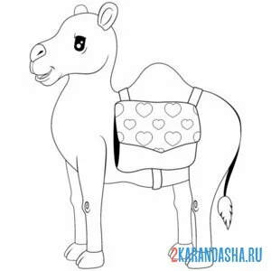 Раскраска верблюд с сумкой онлайн