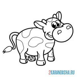 Раскраска коровка с маленькими рогами онлайн
