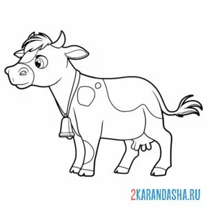 Раскраска коровка с колокольчиком онлайн