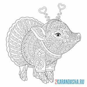 Раскраска свинка свинья антистресс онлайн