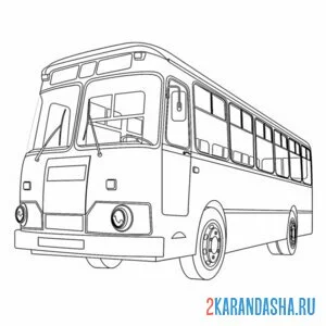 Раскраска большой автобус пассажирский транспорт онлайн