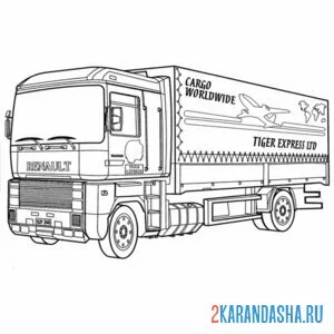 Раскраска рено большой грузовик онлайн