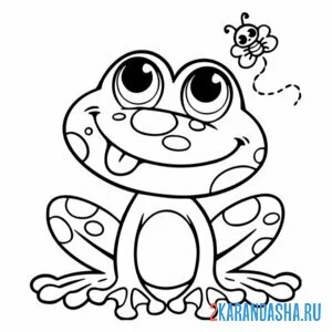 Раскраска милая лягушка и букашка онлайн