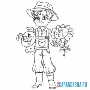 Раскраска профессия садовод и фермер онлайн