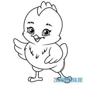 Раскраска цыпленок красивый милый онлайн